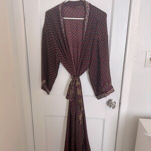 100% Silk Bohemian Robe Recycled Sari Silk